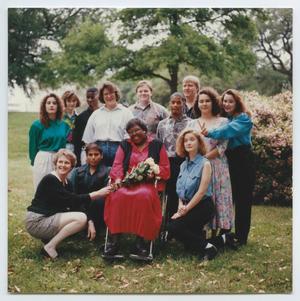[Barbara Jordan Posing with a Group of Students]