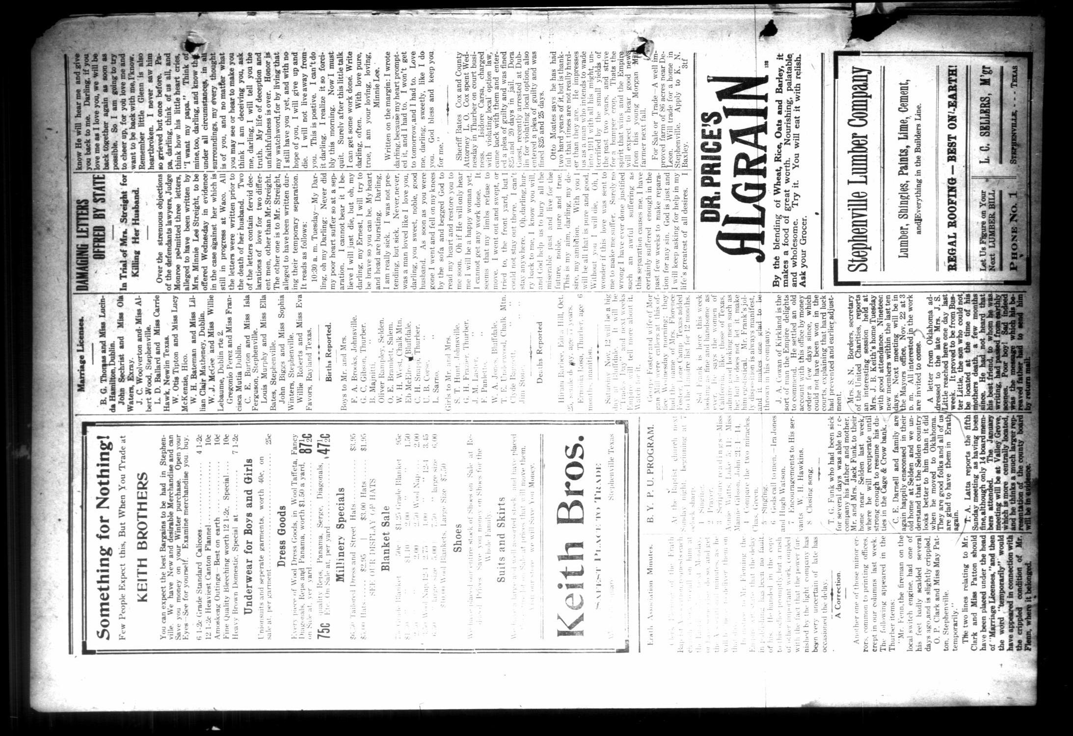The Stephenville Empire. (Stephenville, Tex.), Vol. 39, No. 9, Ed. 1 Friday, November 4, 1910
                                                
                                                    [Sequence #]: 2 of 9
                                                