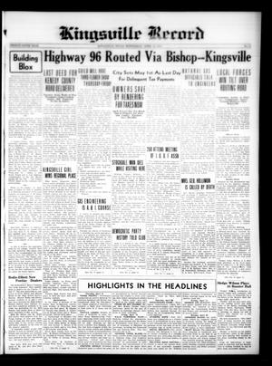 Kingsville Record (Kingsville, Tex.), Vol. 29, No. 37, Ed. 1 Wednesday, April 24, 1935