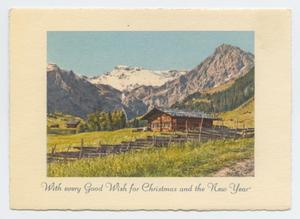 Primary view of object titled '[Postcard of Mountain Cabin in Switzerland]'.