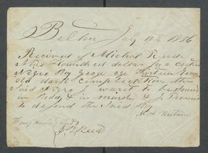 Primary view of object titled '[Receipt of payment from Michael Reed for a boy named George]'.