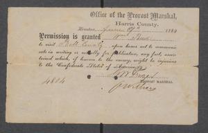 Primary view of object titled '[Confederate travel pass for William Reed]'.