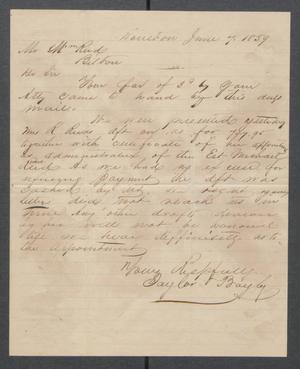 [Letter from Taylor and Bagby to William Reed]