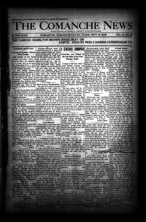 Primary view of object titled 'The Comanche News (Comanche, Tex.), Vol. 11, No. 37, Ed. 1 Thursday, September 16, 1909'.