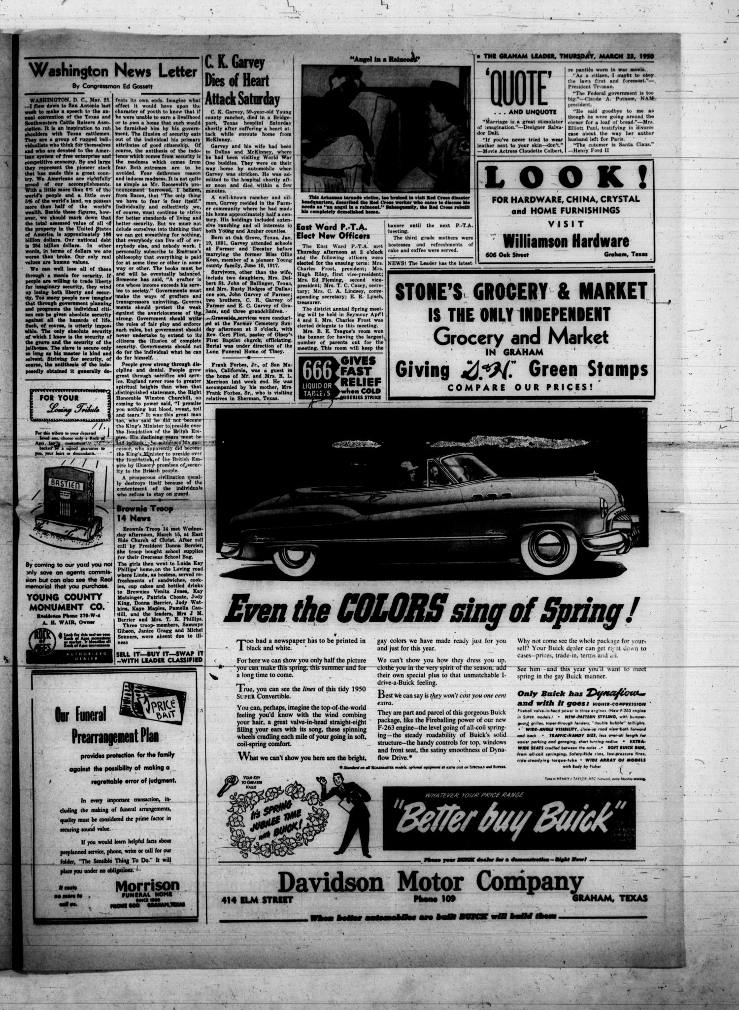 The Graham Leader (Graham, Tex.), Vol. 74, No. 33, Ed. 1 Thursday, March 23, 1950
                                                
                                                    [Sequence #]: 3 of 18
                                                