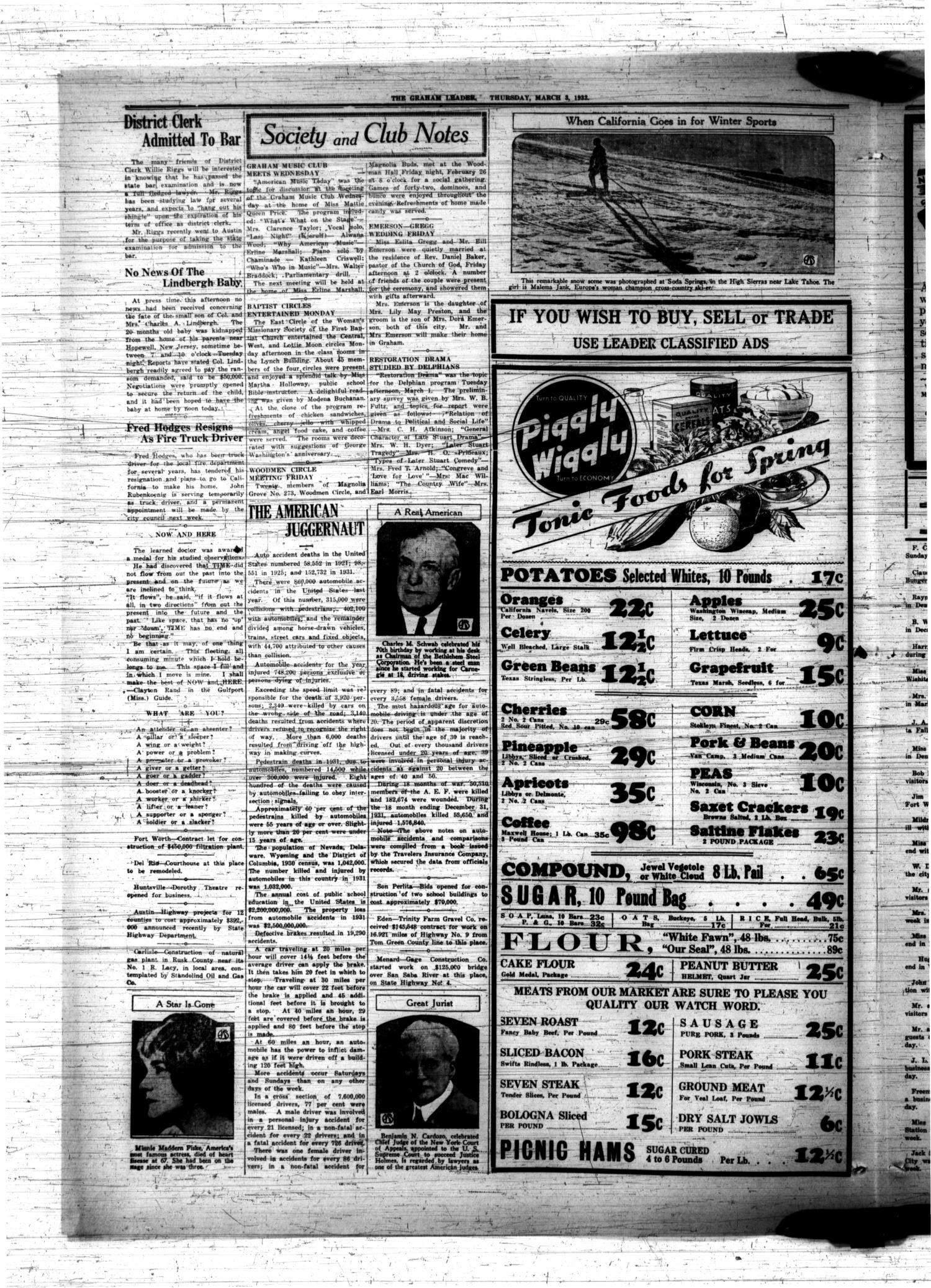 The Graham Leader (Graham, Tex.), Vol. 56, No. 29, Ed. 1 Thursday, March 3, 1932
                                                
                                                    [Sequence #]: 4 of 10
                                                