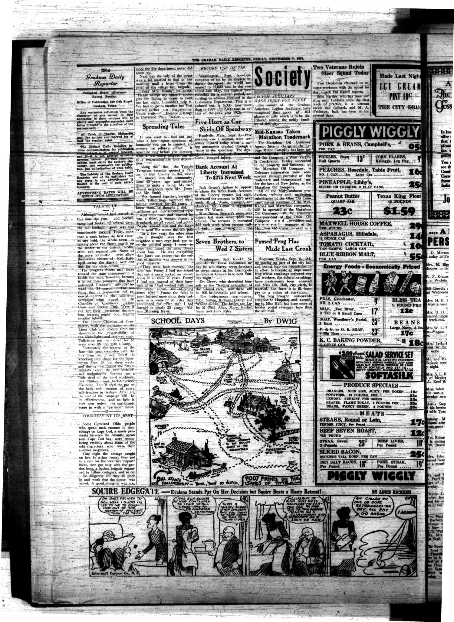 The Graham Daily Reporter (Graham, Tex.), Vol. 1, No. 5, Ed. 1 Friday, September 7, 1934
                                                
                                                    [Sequence #]: 2 of 4
                                                