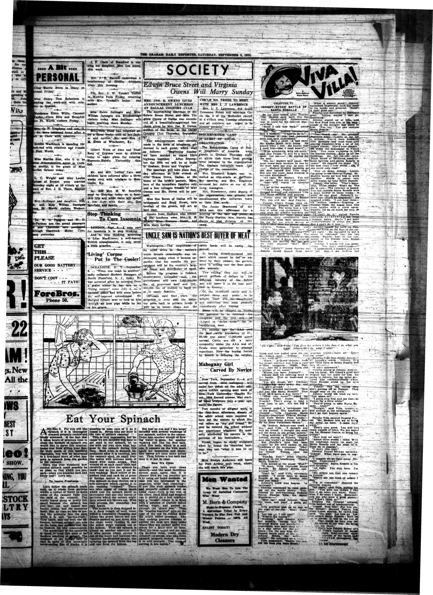 The Graham Daily Reporter (Graham, Tex.), Vol. 1, No. 6, Ed. 1 Saturday, September 8, 1934
                                                
                                                    [Sequence #]: 3 of 4
                                                