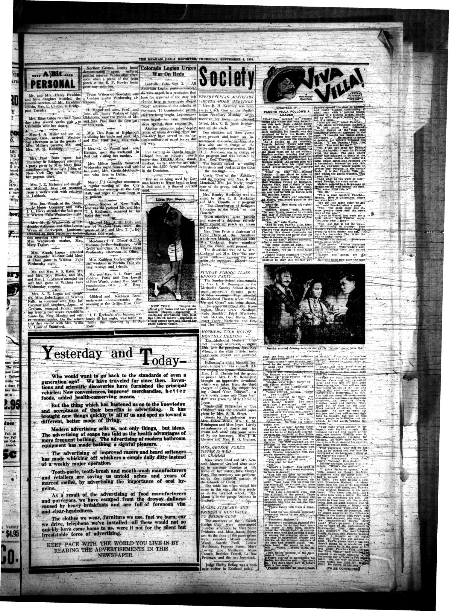 The Graham Daily Reporter (Graham, Tex.), Vol. 1, No. 4, Ed. 1 Thursday, September 6, 1934
                                                
                                                    [Sequence #]: 3 of 4
                                                