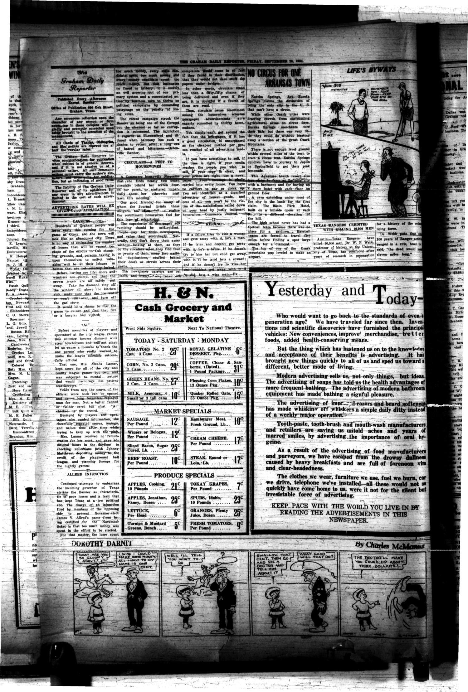 The Graham Daily Reporter (Graham, Tex.), Vol. 1, No. 23, Ed. 1 Friday, September 28, 1934
                                                
                                                    [Sequence #]: 2 of 4
                                                