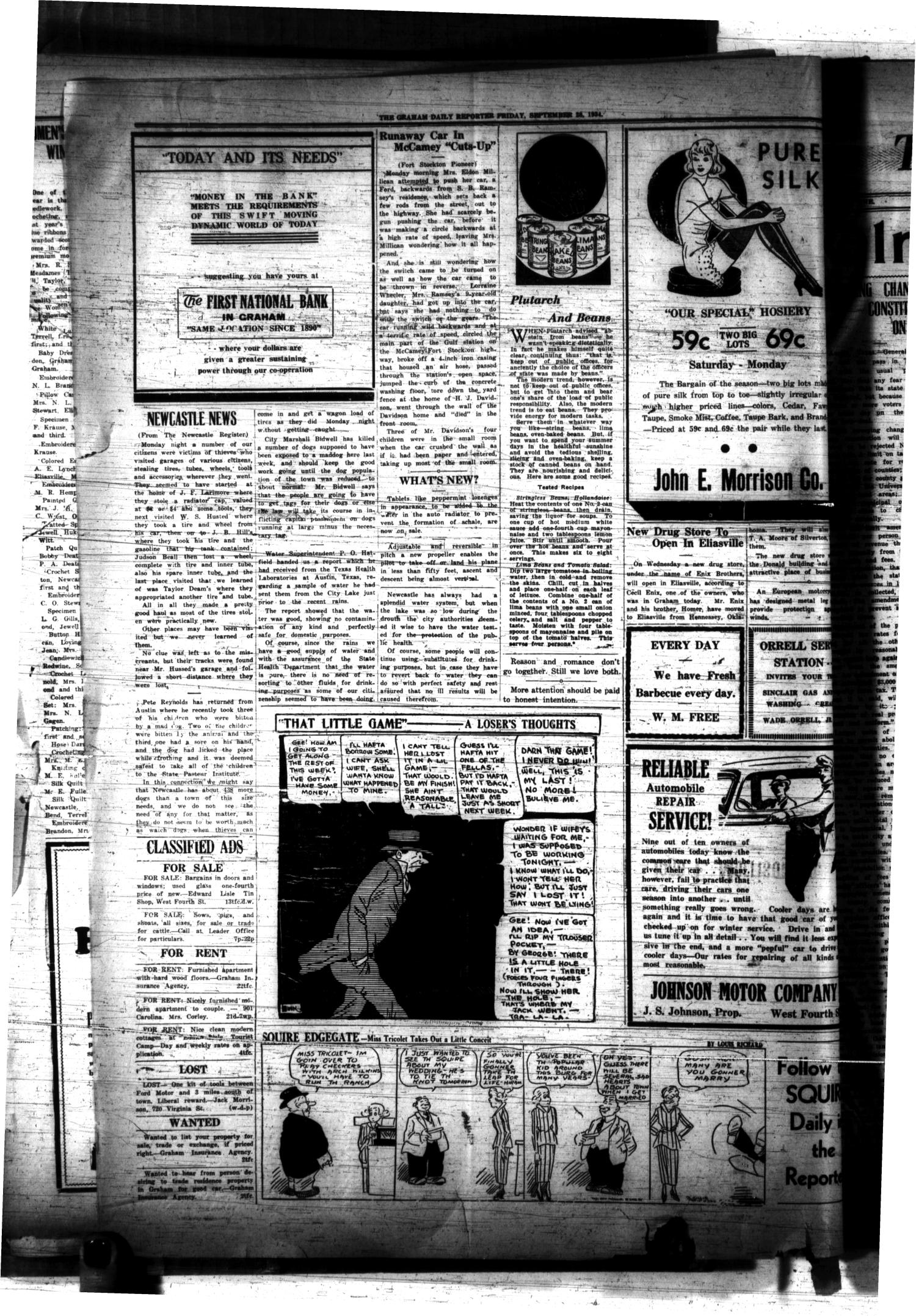 The Graham Daily Reporter (Graham, Tex.), Vol. 1, No. 23, Ed. 1 Friday, September 28, 1934
                                                
                                                    [Sequence #]: 4 of 4
                                                