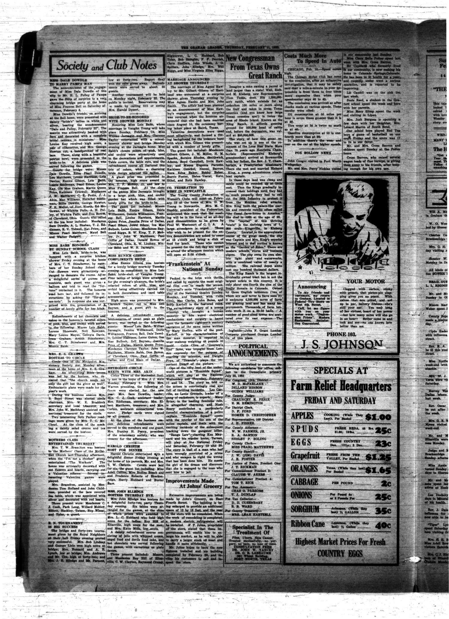 The Graham Leader (Graham, Tex.), Vol. 56, No. 26, Ed. 1 Thursday, February 11, 1932
                                                
                                                    [Sequence #]: 4 of 10
                                                