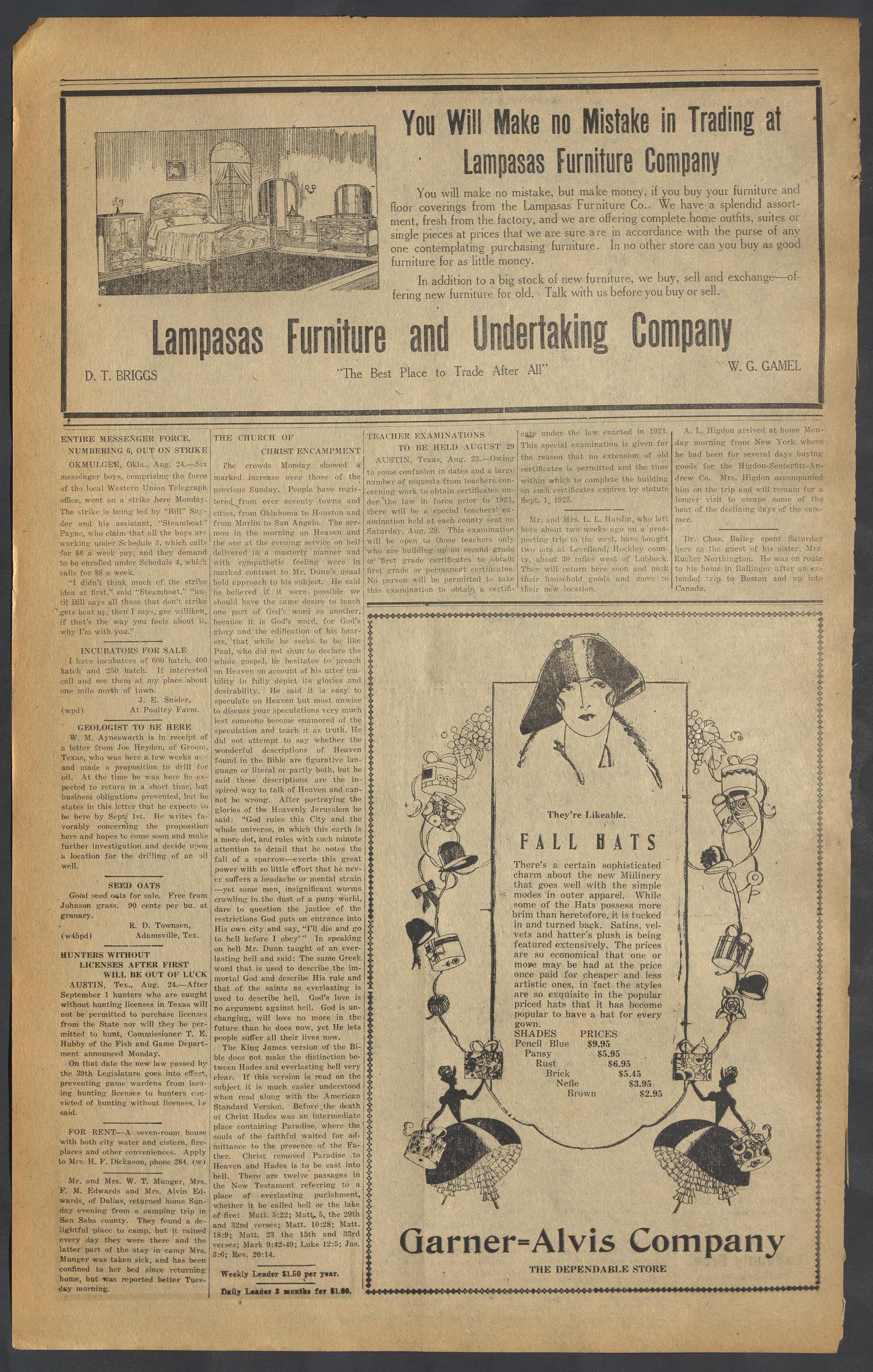 The Lampasas Leader. (Lampasas, Tex.), Vol. 37, No. 44, Ed. 1 Friday, August 28, 1925
                                                
                                                    [Sequence #]: 4 of 8
                                                