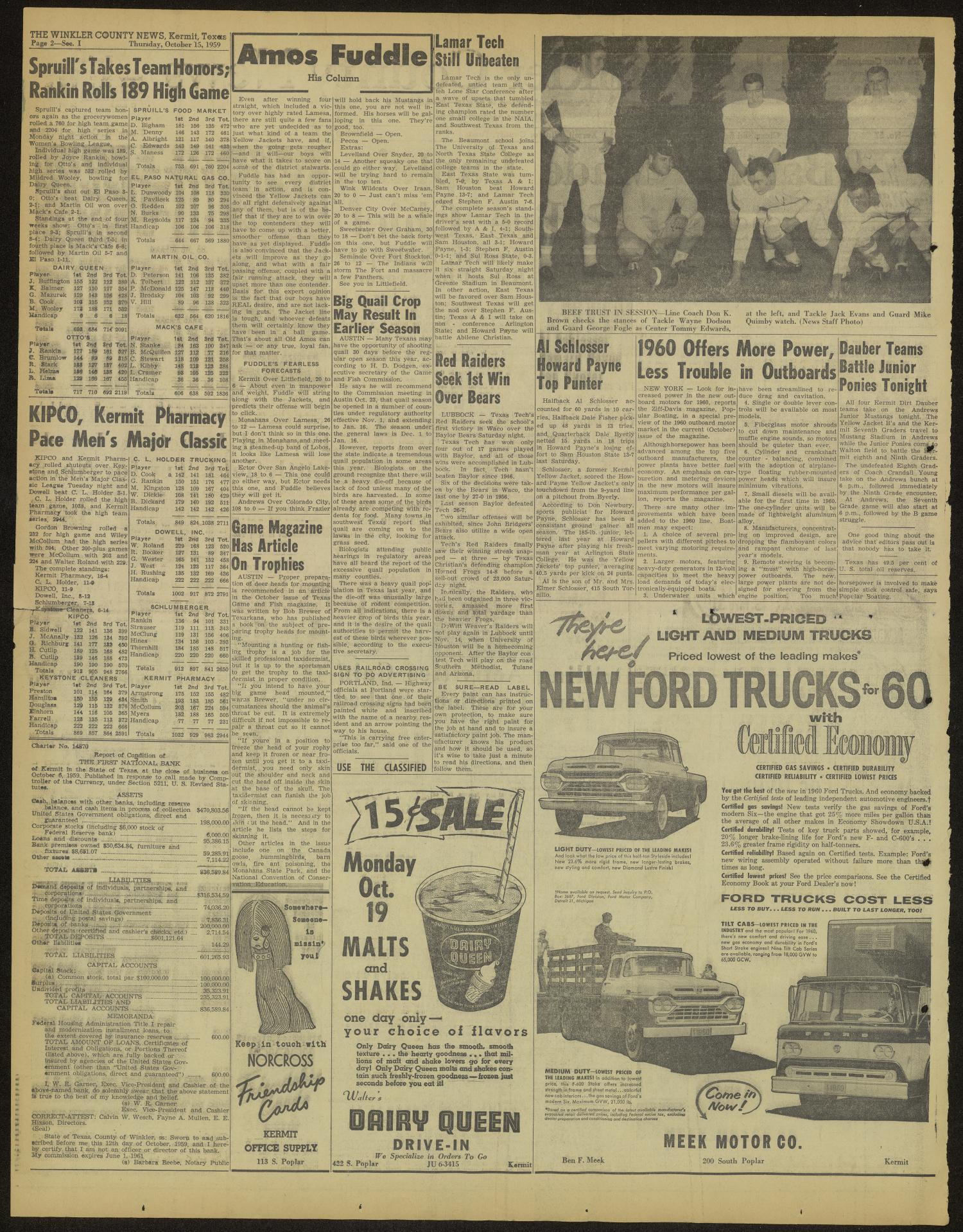 The Winkler County News (Kermit, Tex.), Vol. 23, No. 57, Ed. 1 Thursday, October 15, 1959
                                                
                                                    [Sequence #]: 2 of 25
                                                