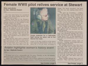 [Clipping: Female WWII Pilot Relives Service at Stewart]