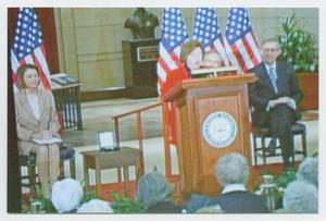 Primary view of object titled '[Ileana Ros-Lehtinen Speaking at a Podium]'.