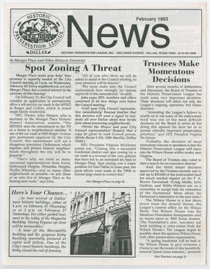 Primary view of object titled 'Historic Preservation League News, February 1993'.