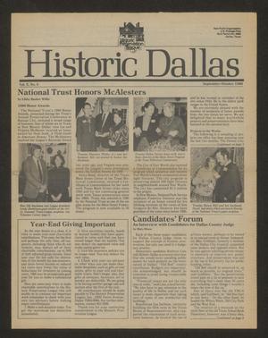 Historic Dallas, Volume 10, Number 5, September-October 1986