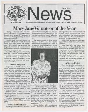 Historic Preservation League News, June 1992