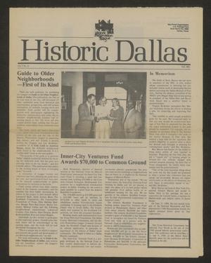 Primary view of object titled 'Historic Dallas, Volume 5, Number 11, Fall 1984'.