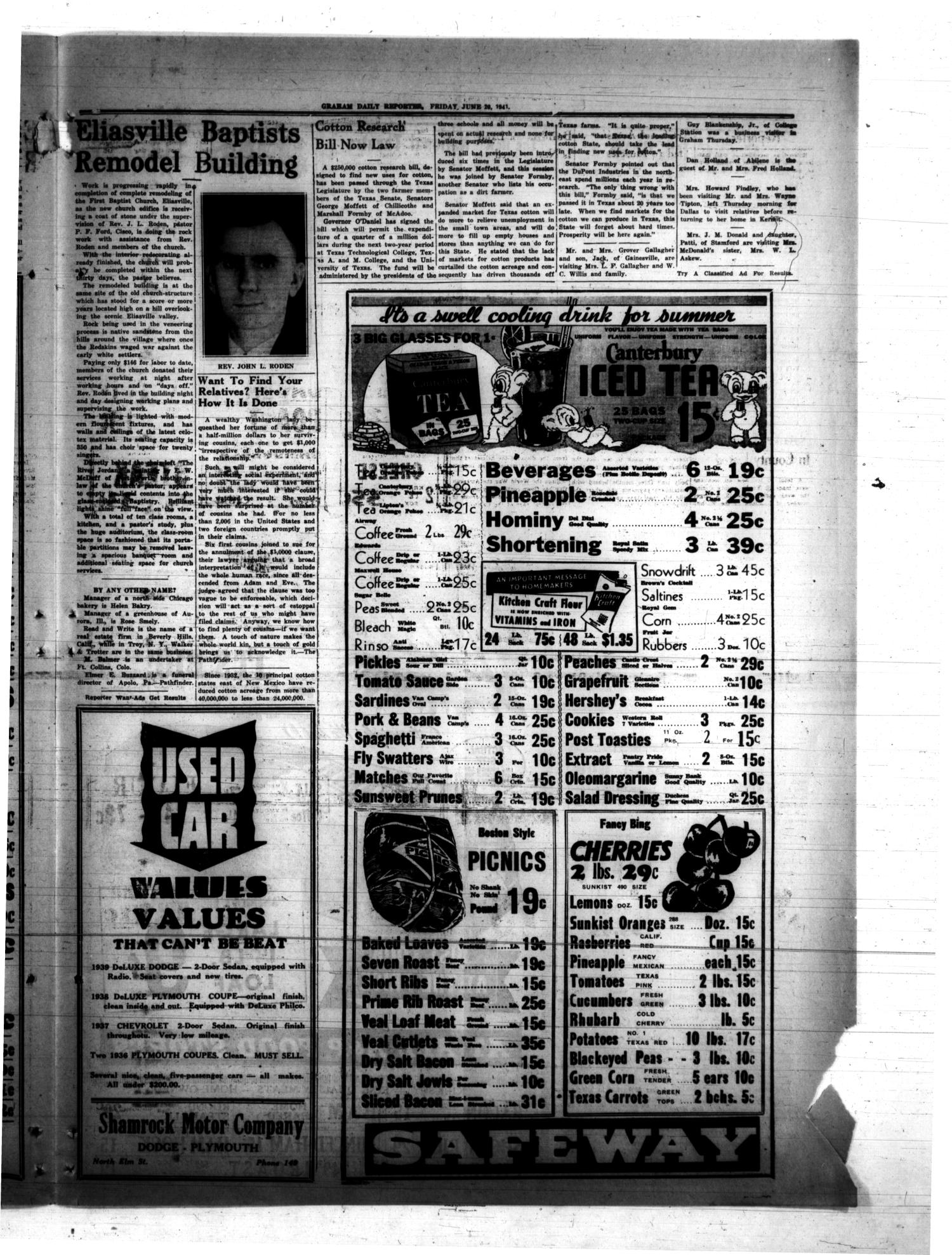 Graham Daily Reporter (Graham, Tex.), Vol. 7, No. 251, Ed. 1 Friday, June 20, 1941
                                                
                                                    [Sequence #]: 2 of 4
                                                