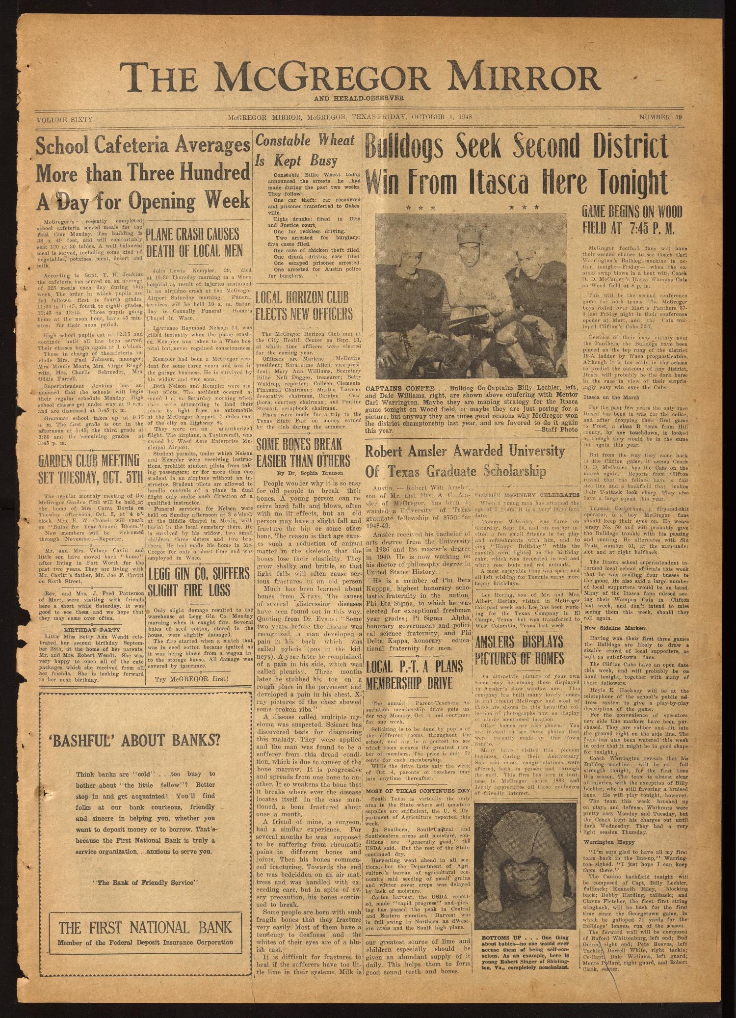 The McGregor Mirror and Herald-Observer (McGregor, Tex.), Vol. 60, No. 19, Ed. 1 Friday, October 1, 1948
                                                
                                                    [Sequence #]: 1 of 8
                                                