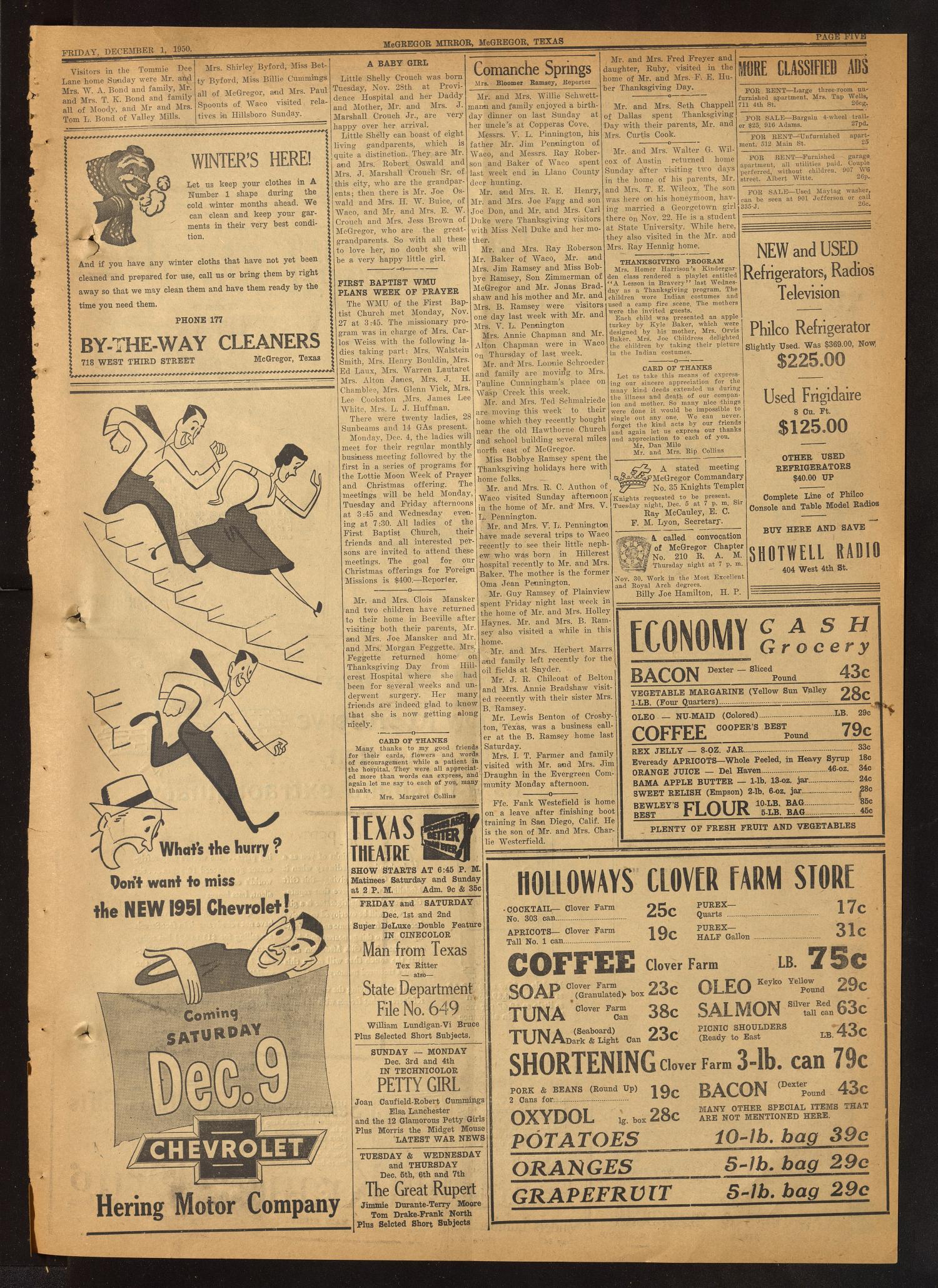The McGregor Mirror and Herald-Observer (McGregor, Tex.), Vol. 62, No. 26, Ed. 1 Friday, December 1, 1950
                                                
                                                    [Sequence #]: 5 of 8
                                                