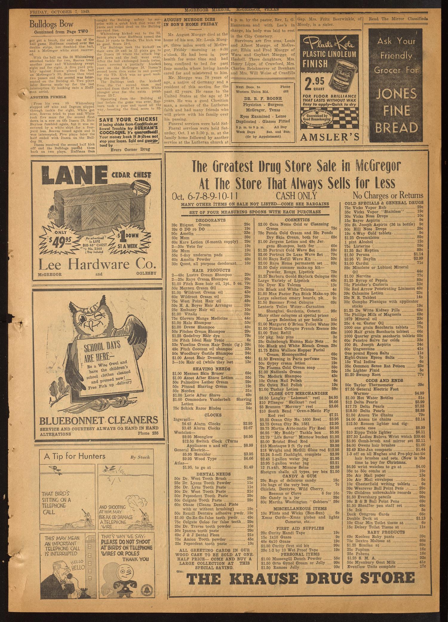 The McGregor Mirror and Herald-Observer (McGregor, Tex.), Vol. 61, No. 19, Ed. 1 Friday, October 7, 1949
                                                
                                                    [Sequence #]: 3 of 6
                                                