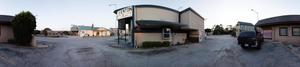 Panoramic image of north side of the Denton Camera Exchange in Denton, Texas.