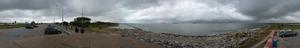 Panoramic image of the entrance to Galveston Bay from the Fort San Jacinto Historic Point.