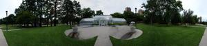 Panoramic image of the greenhouse on the Texas Woman's University campus in Denton, Texas.