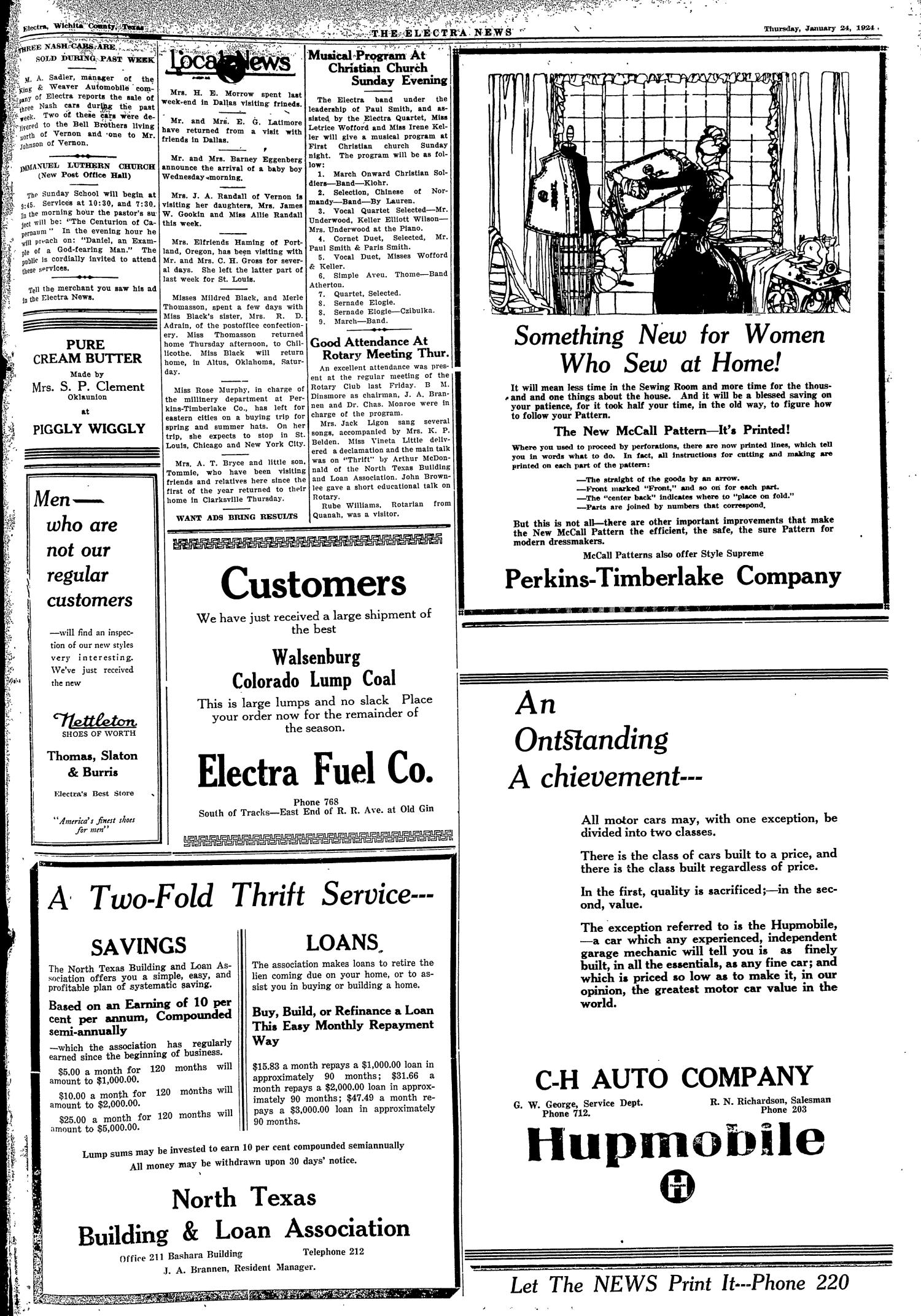 The Electra News (Electra, Tex.), Vol. 17, No. 20, Ed. 1 Thursday, January 24, 1924
                                                
                                                    [Sequence #]: 5 of 8
                                                