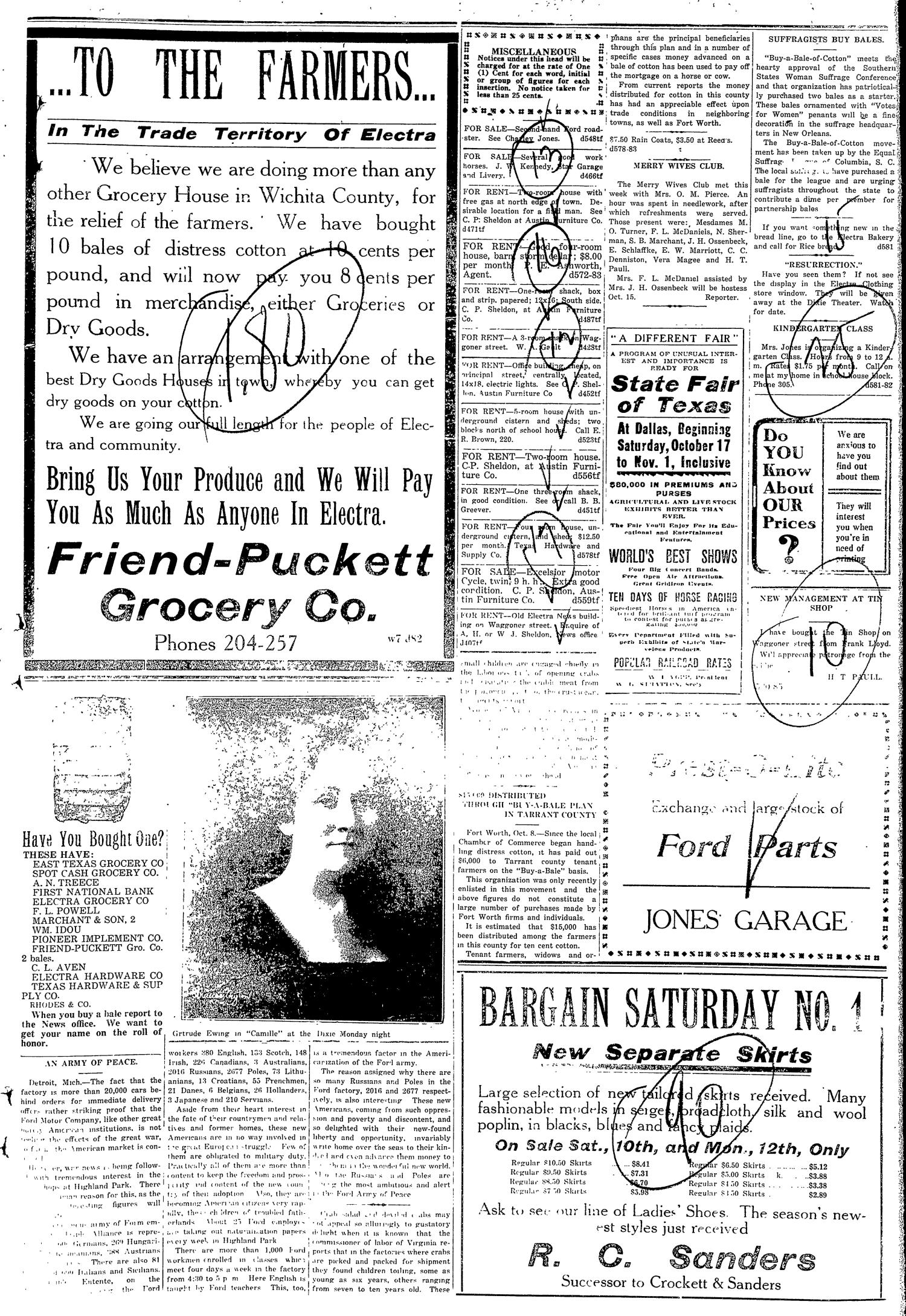 The Electra Daily News (Electra, Tex.), Vol. 2, No. 581, Ed. 1 Friday, October 9, 1914
                                                
                                                    [Sequence #]: 5 of 6
                                                