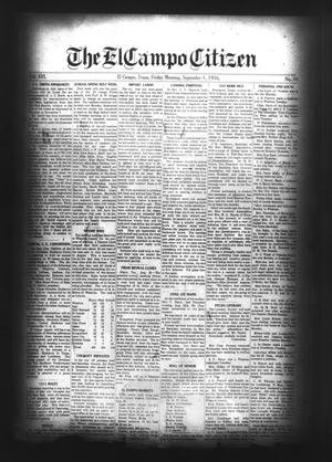 Primary view of object titled 'The El Campo Citizen (El Campo, Tex.), Vol. 16, No. 30, Ed. 1 Friday, September 1, 1916'.