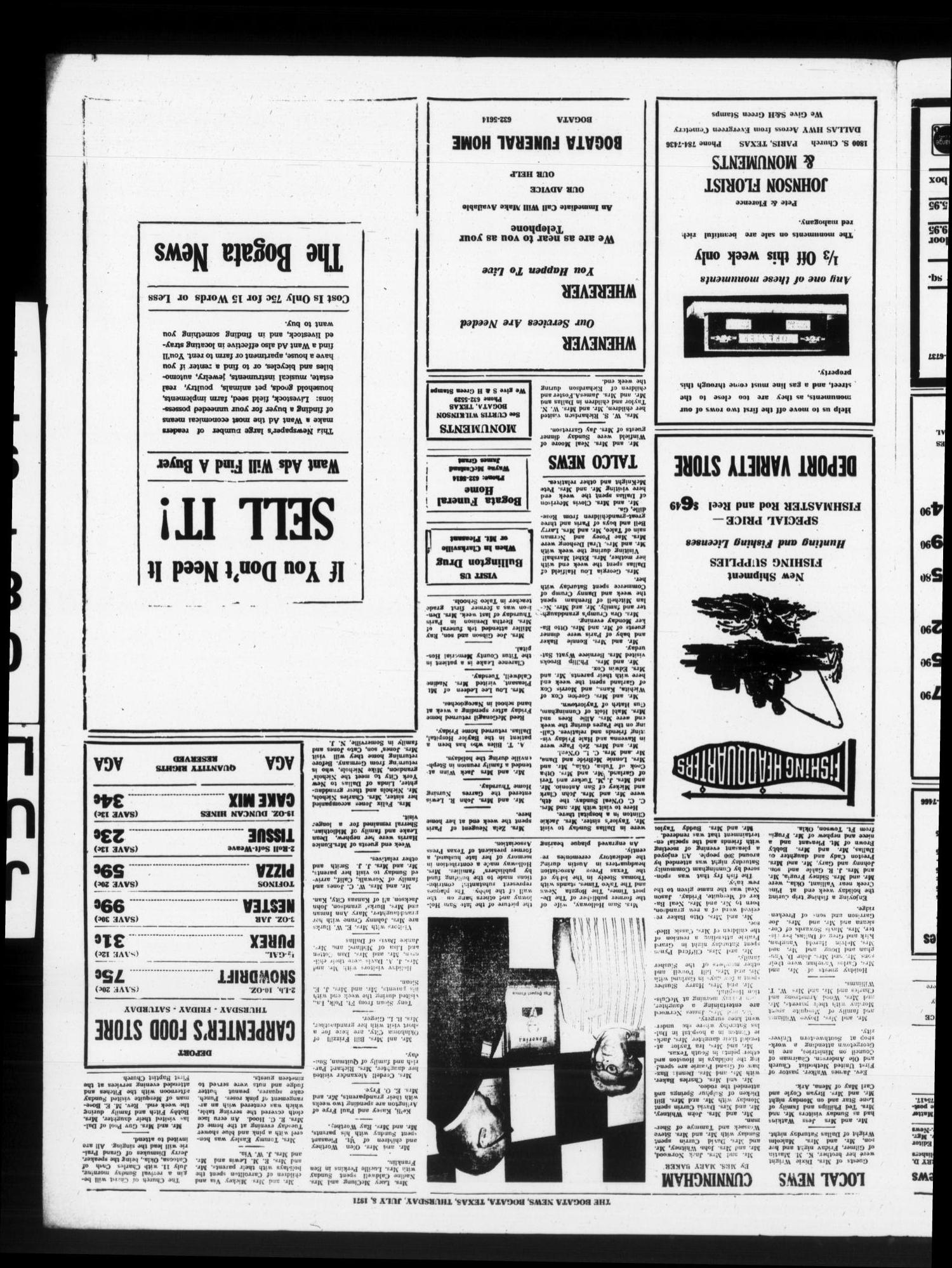 The Bogata News (Bogata, Tex.), Vol. 61, No. 40, Ed. 1 Thursday, July 8, 1971
                                                
                                                    [Sequence #]: 3 of 4
                                                