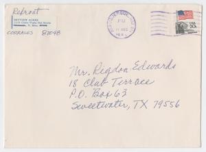 Primary view of object titled '[Envelope Addressed to Rigdon Edwards]'.