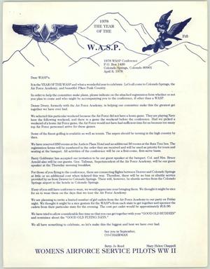 Primary view of object titled '[Letter from Betty Jo Reed and Mary Helen Chappell to WASP, April 3, 1978]'.