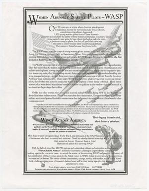 Primary view of object titled '[Flyer: Women Airforce Service Pilots--WASP]'.