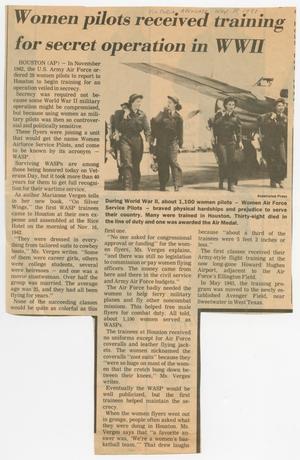 [Clipping: Women pilots received training for secret operation in WWII]