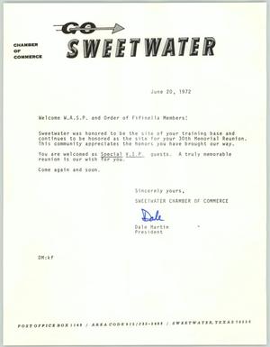 [Letter from Dale Martin to WASP and Order of Fifinella Members, June 20, 1972]