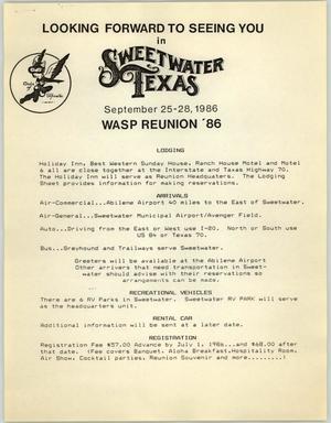 [Flyer: WASP Reunion '86 #1]
