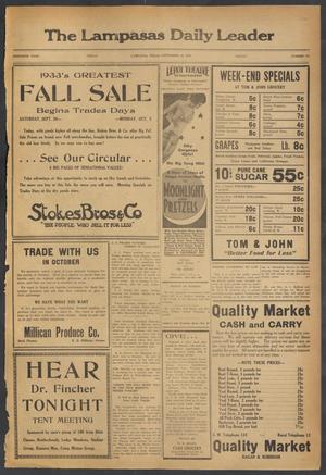 The Lampasas Daily Leader (Lampasas, Tex.), Vol. 30, No. 176, Ed. 1 Friday, September 29, 1933