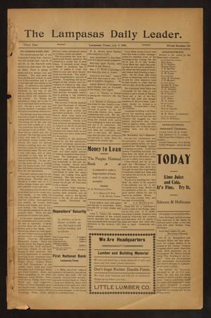 Primary view of object titled 'The Lampasas Daily Leader. (Lampasas, Tex.), Vol. 3, No. 724, Ed. 1 Monday, July 9, 1906'.