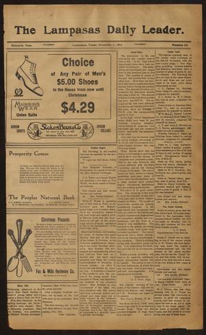 Primary view of object titled 'The Lampasas Daily Leader. (Lampasas, Tex.), Vol. 11, No. 231, Ed. 1 Thursday, December 3, 1914'.