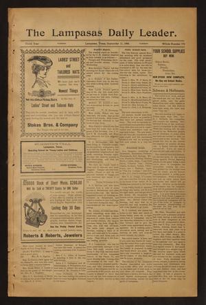 Primary view of object titled 'The Lampasas Daily Leader. (Lampasas, Tex.), Vol. 3, No. 779, Ed. 1 Tuesday, September 11, 1906'.