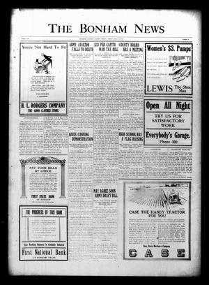Primary view of object titled 'The Bonham News (Bonham, Tex.), Vol. 52, No. 6, Ed. 1 Friday, May 11, 1917'.