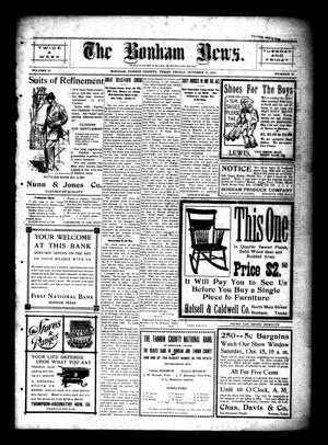 Primary view of object titled 'The Bonham News. (Bonham, Tex.), Vol. 45, No. 49, Ed. 1 Friday, October 14, 1910'.