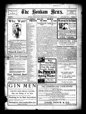 Primary view of object titled 'The Bonham News. (Bonham, Tex.), Vol. 46, No. 41, Ed. 1 Friday, September 15, 1911'.