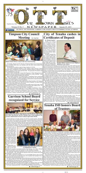 Our Town Times (Timpson, Tex.), Vol. 35, No. 5, Ed. 1 Thursday, January 29, 2015