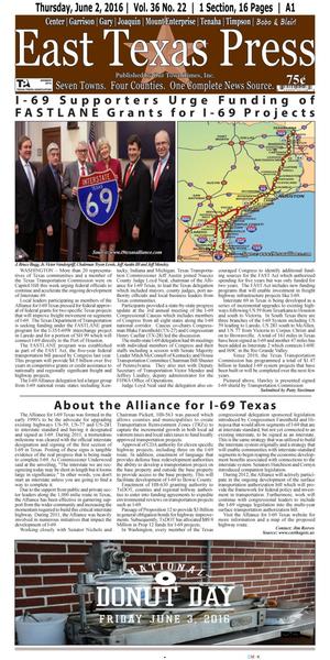East Texas Press (Timpson, Tex.), Vol. 36, No. 22, Ed. 1 Thursday, June 2, 2016